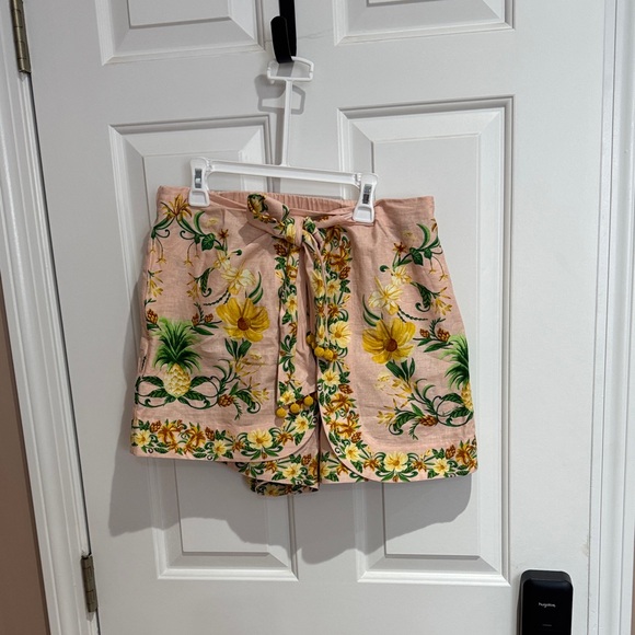 FARM Rio Pants - FARM Rio Floral Embroidered Shorts - Pink and Green